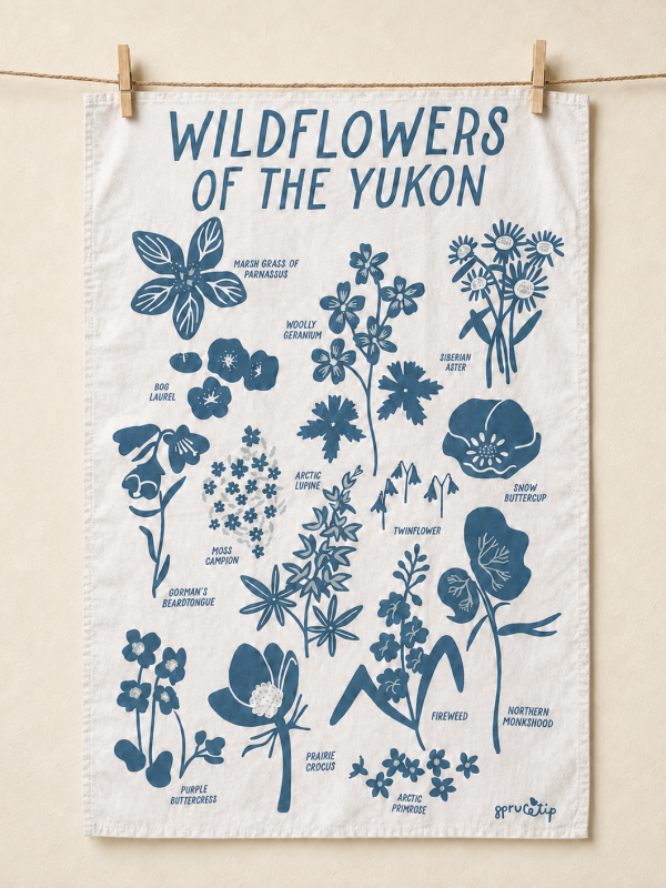 Wildflowers of the Yukon tea towel